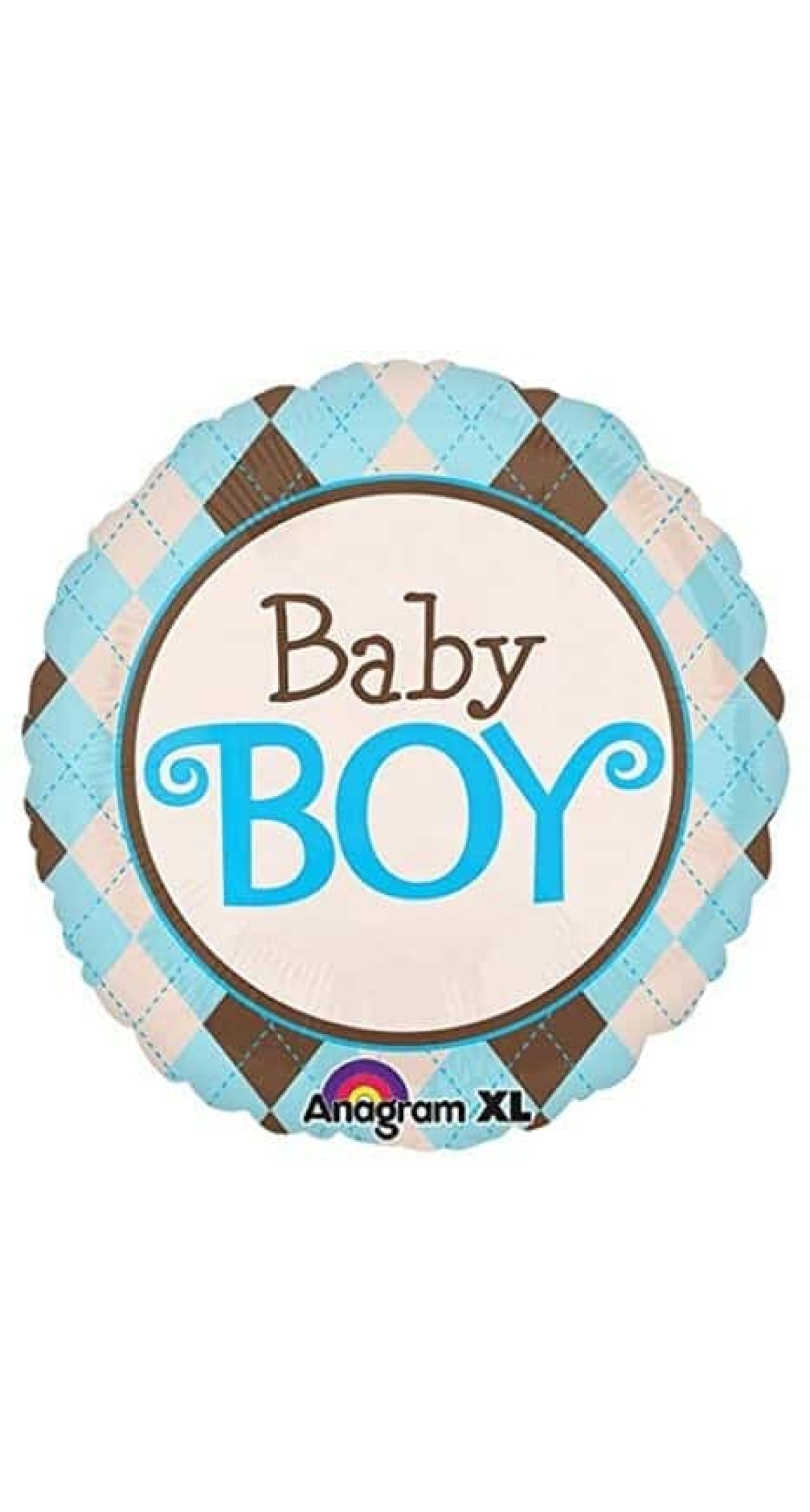 Argyle Tartan Baby Boy Foil Balloon - 32'' (81cm)