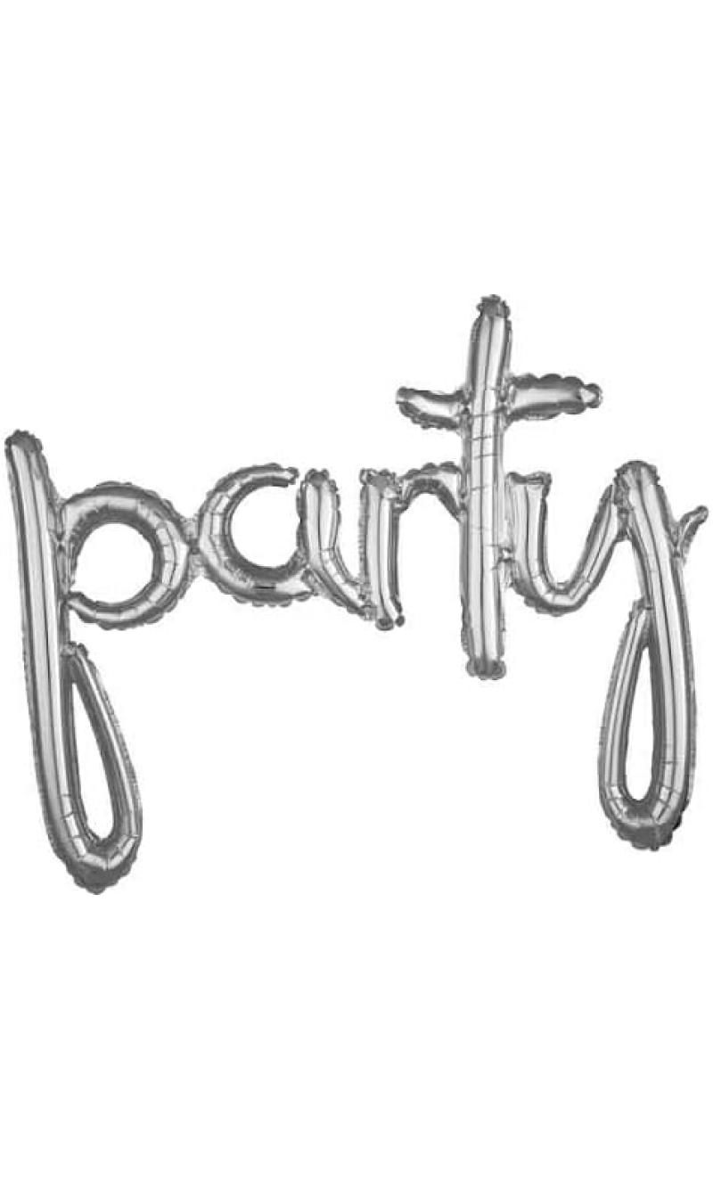 Silver Phrase ”Party” Foil Balloon – 39″ x 31″