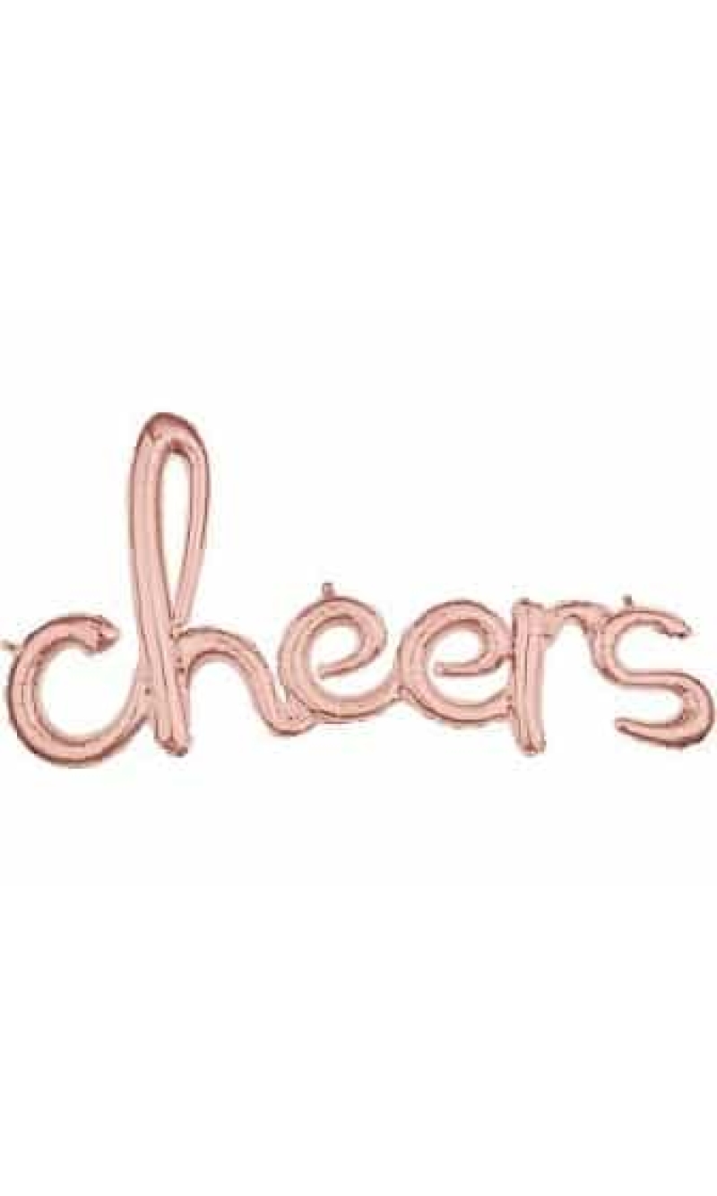 Rose Gold Phrase ”Cheers” Foil Balloon – 40” x 21”