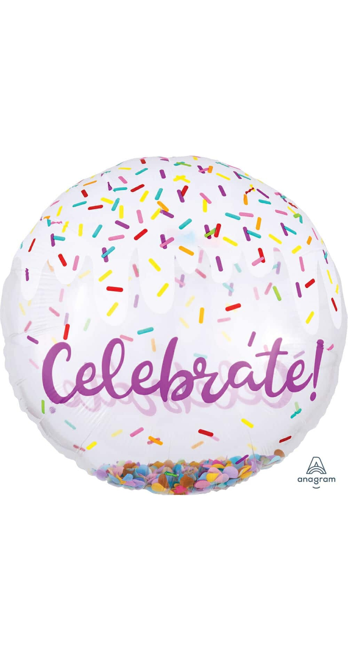 Celebrate Clear Confetti Foil Balloon - 28'' (71cm)
