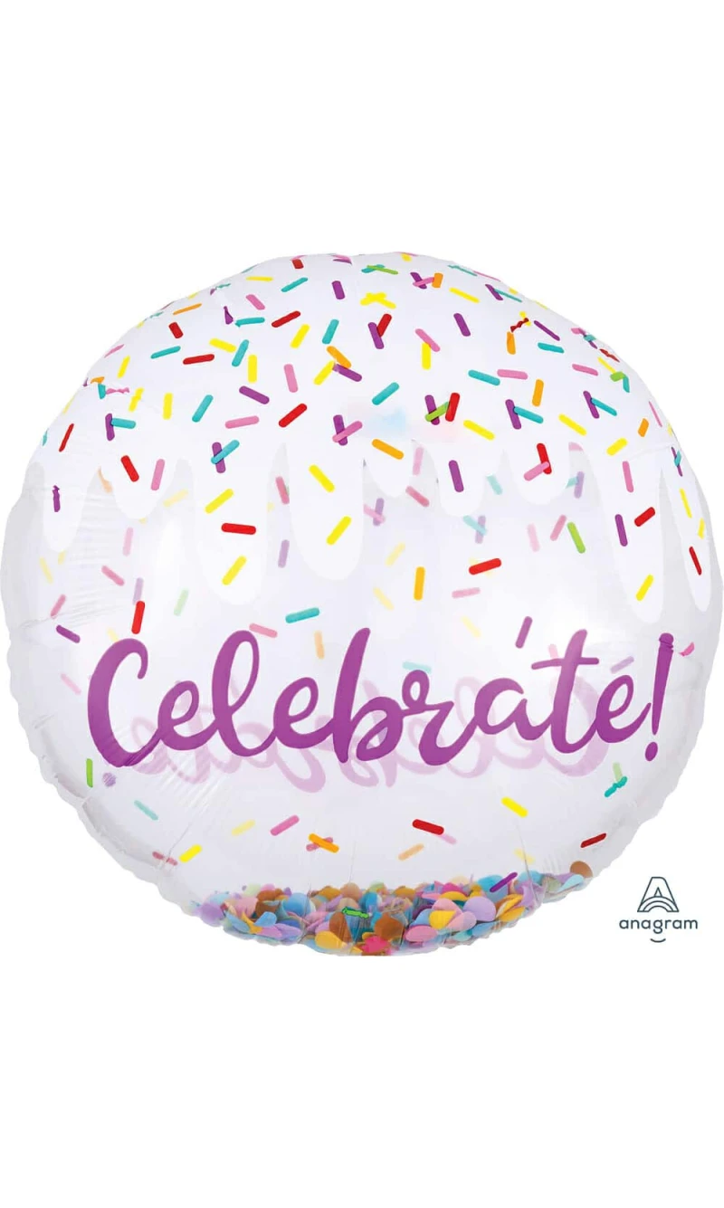Celebrate Clear Confetti Foil Balloon - 28'' (71cm)