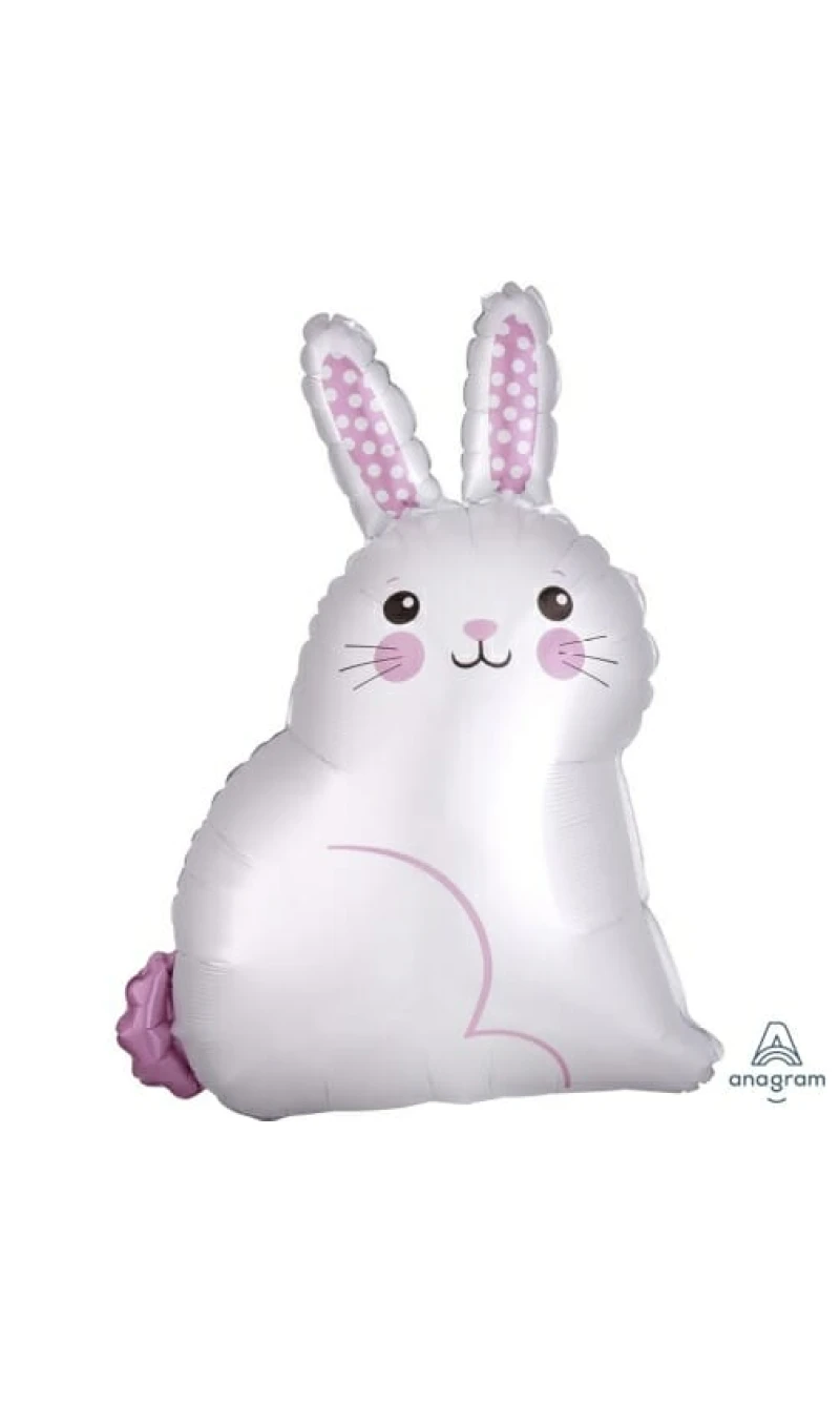 White Satin Bunny Junior Shape Foil Balloon 16'' x 22''