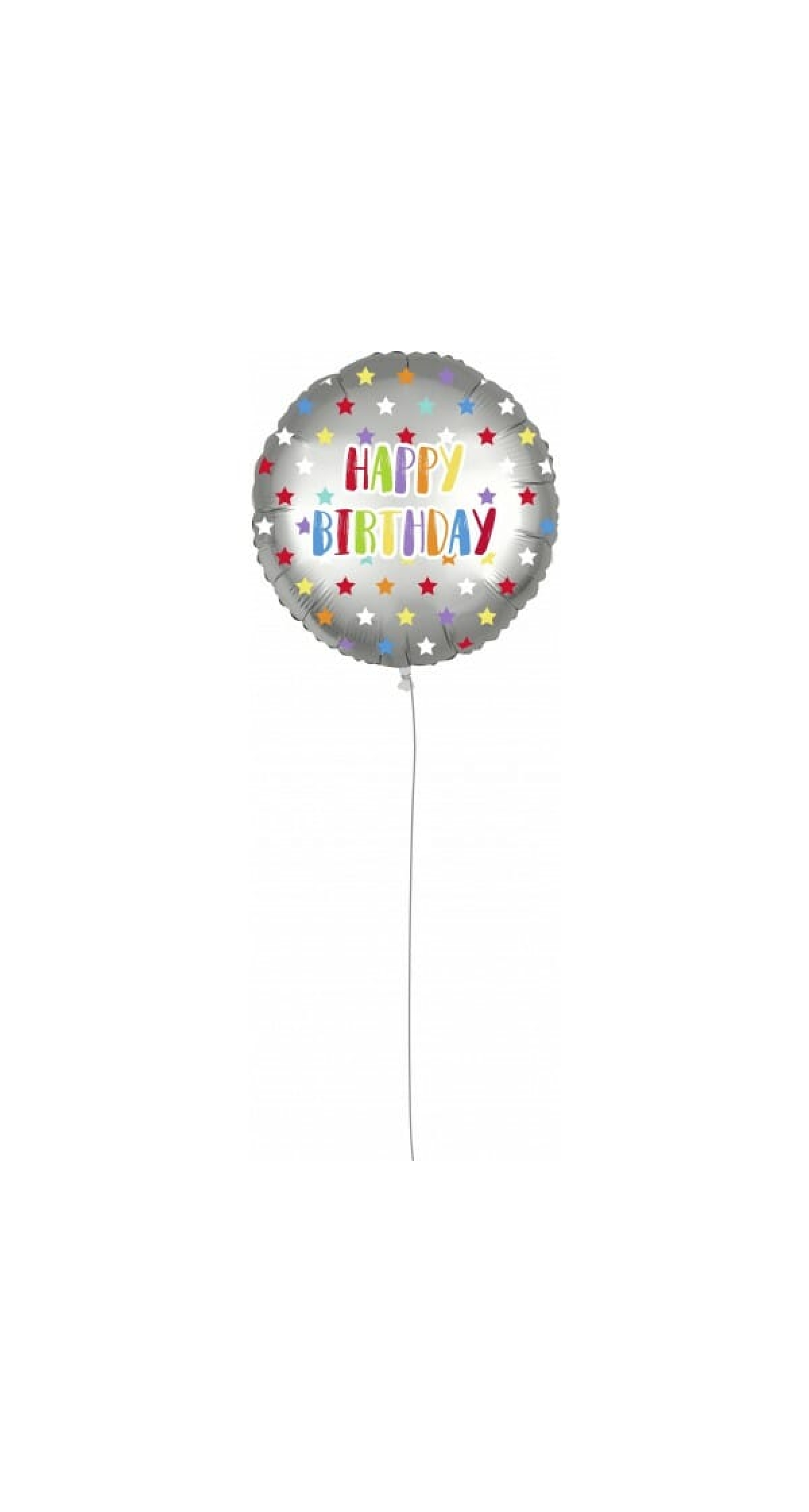 Silver Stars Birthday Round Foil Balloon - 18'' (46cm)