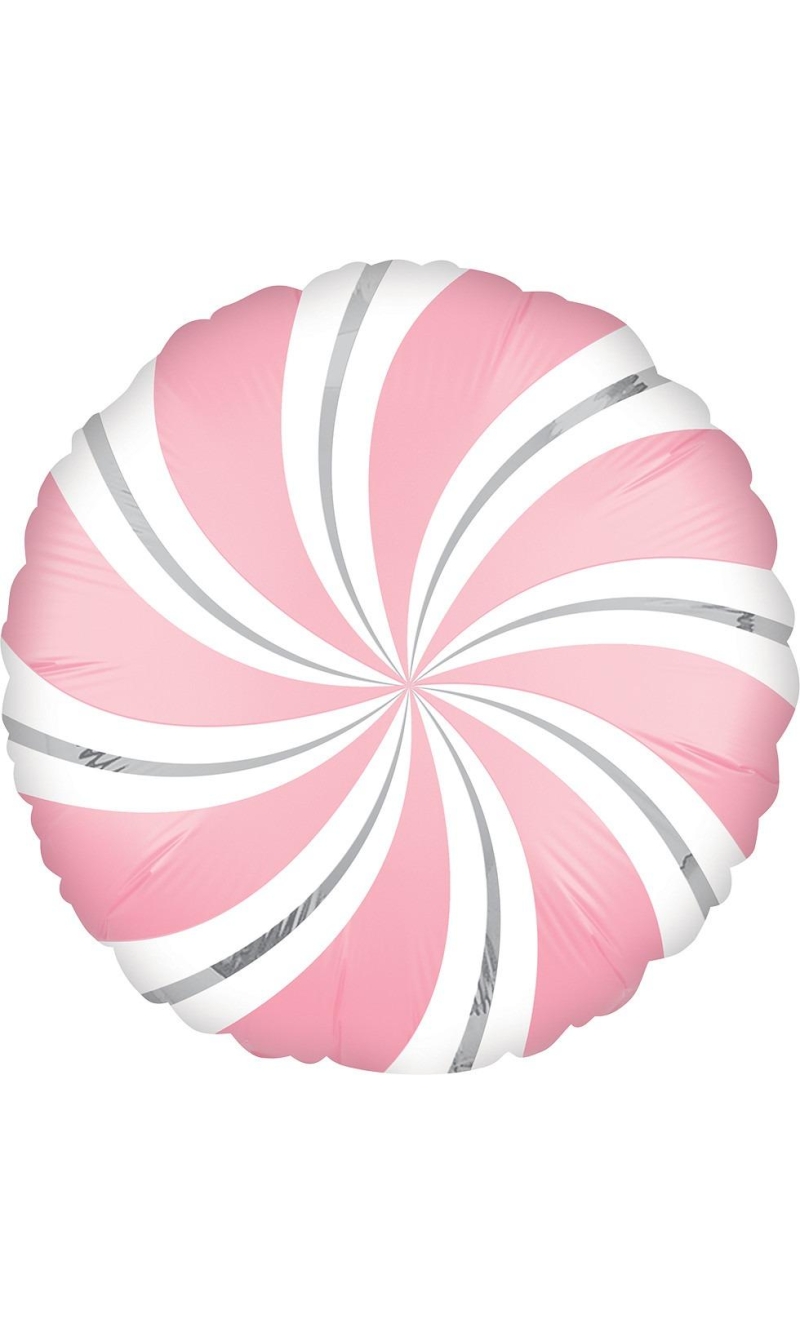 Satin Pink Candy Swirl Round Foil Balloon - 18" (45cm)