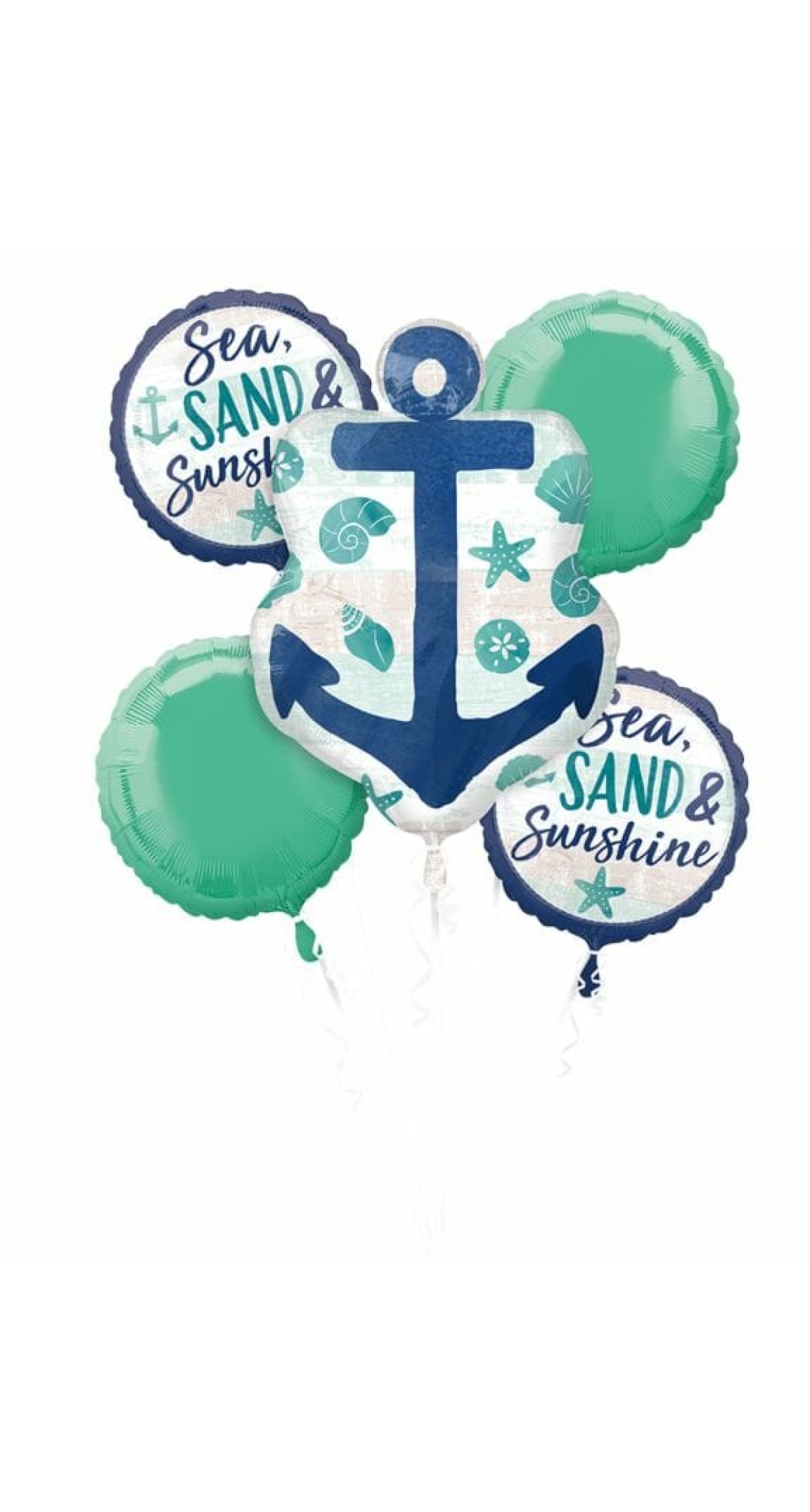 Sea, Sand & Sunshine Nautical Foil Balloon Bouquet - 5pk