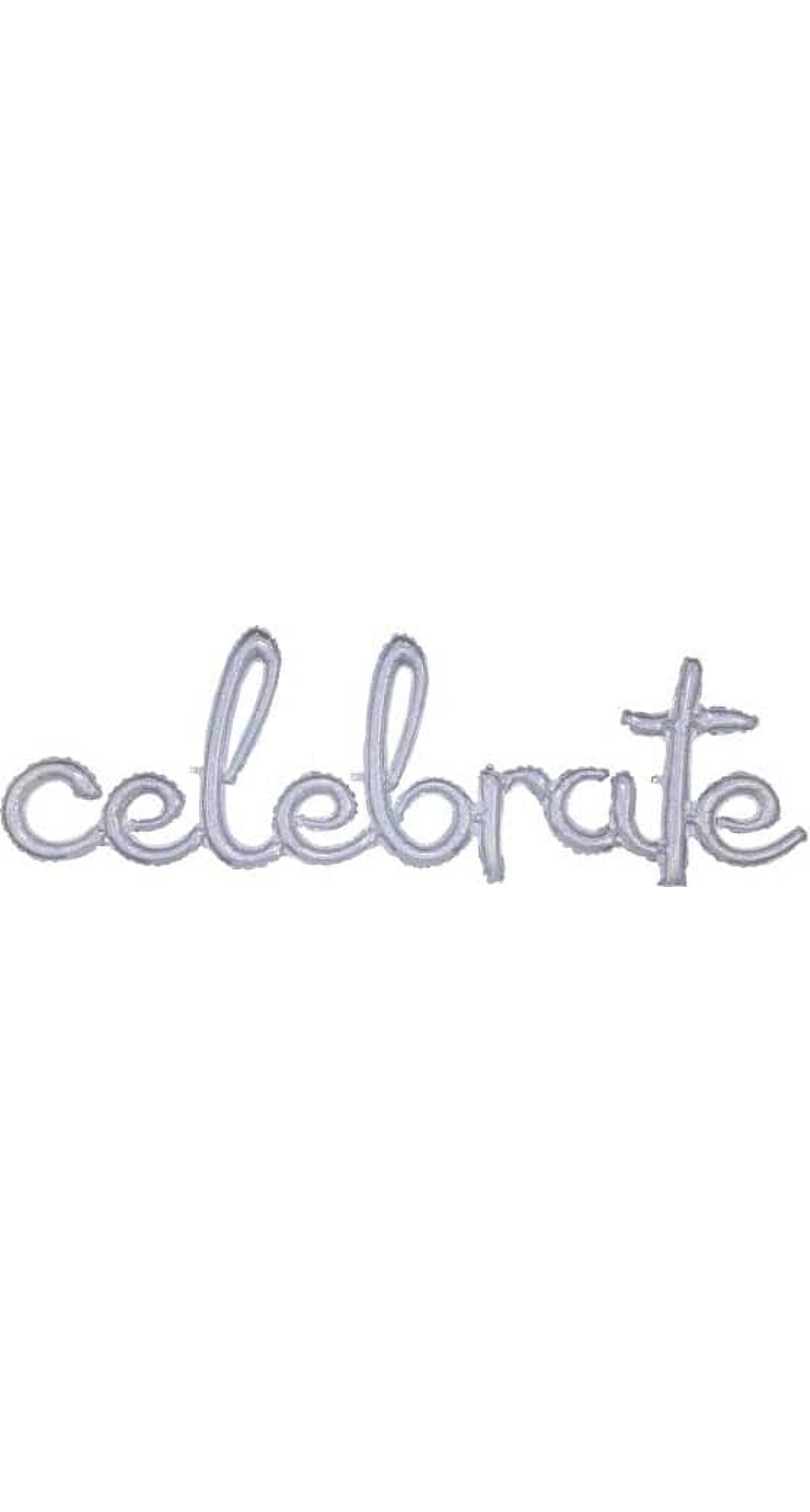 Silver Holographic Phrase ''Celebrate'' Foil Balloon - 59'' x 20''