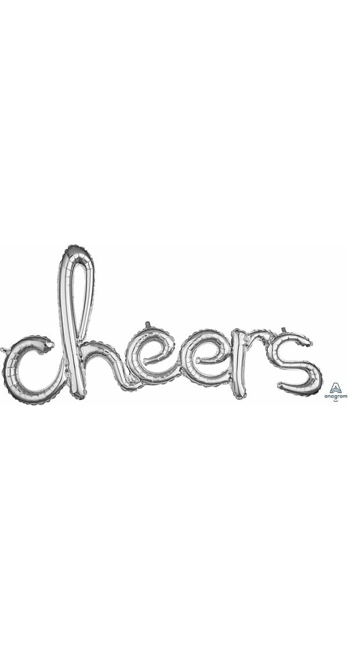 Silver Phrase ”Cheers” Foil Balloon – 40″ x 21″