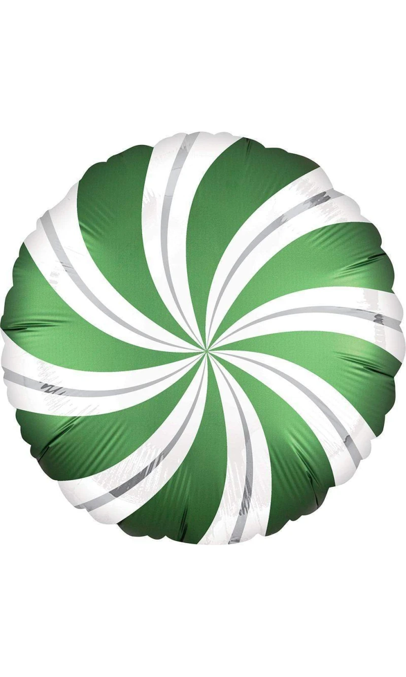 Satin Emerald Candy Swirl Round Foil Balloon 18'' (45cm)