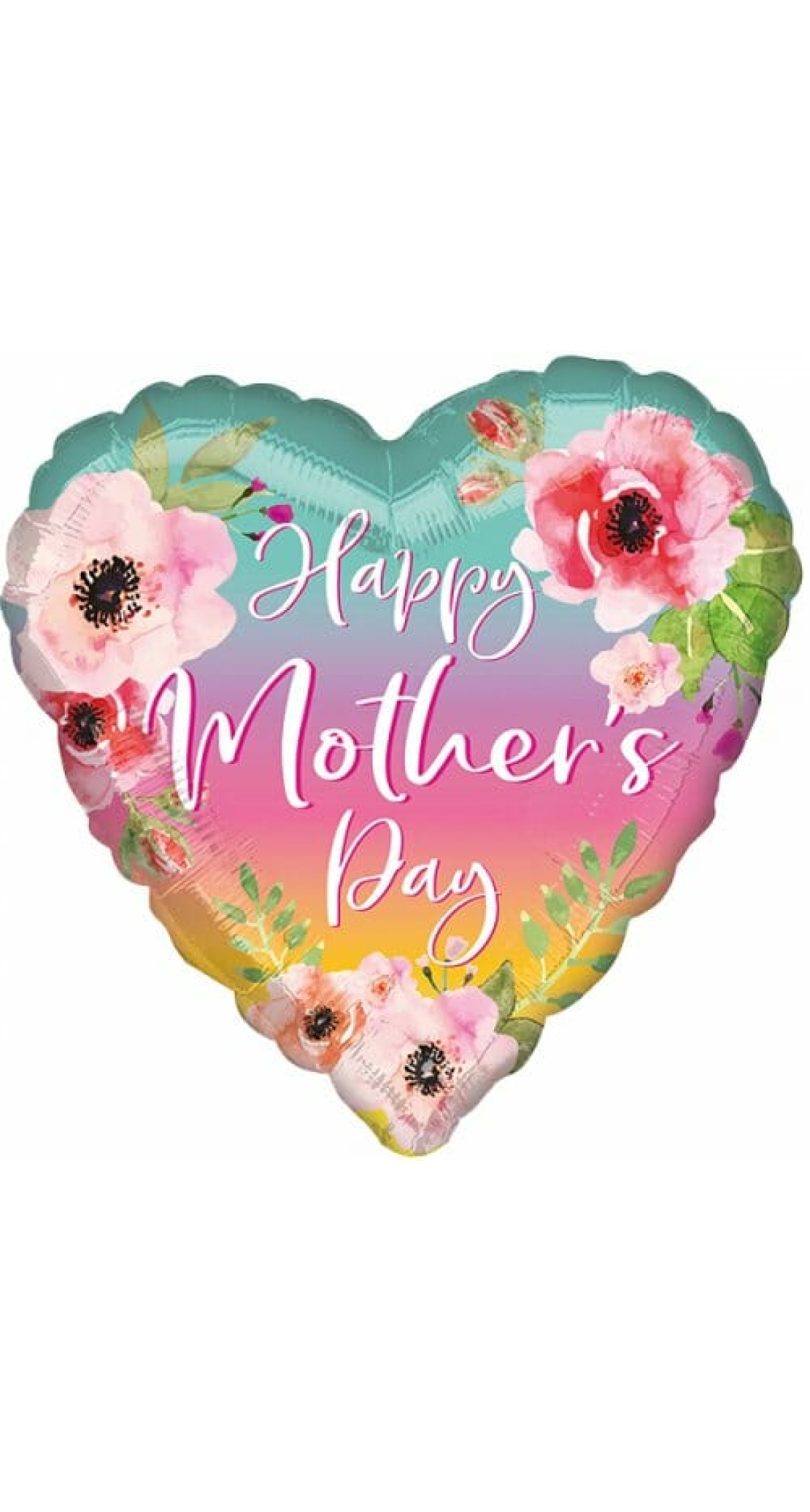 Flower and Ombre Happy Mother's Day Jumbo Heart Foil Balloon - 28'' (71cm)