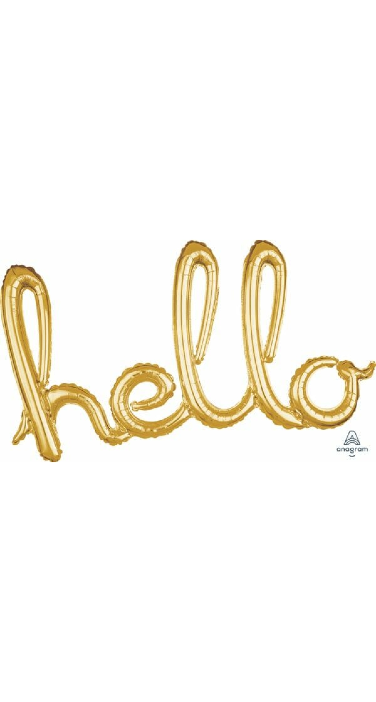 Gold Phrase ”Hello” Foil Balloon - 39'' x 22''