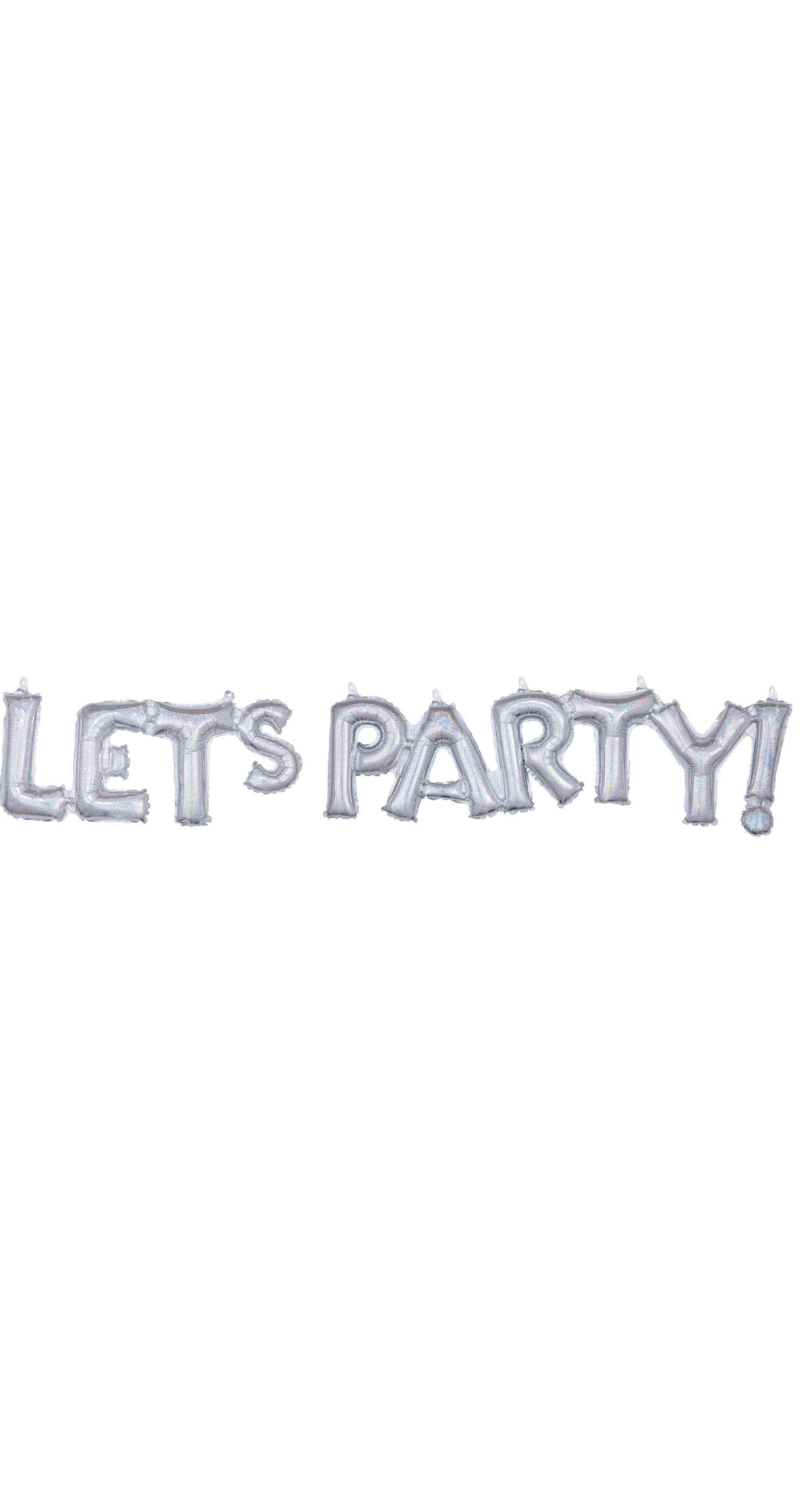Silver Holographic Phrase ”Let's Party” Foil Balloon