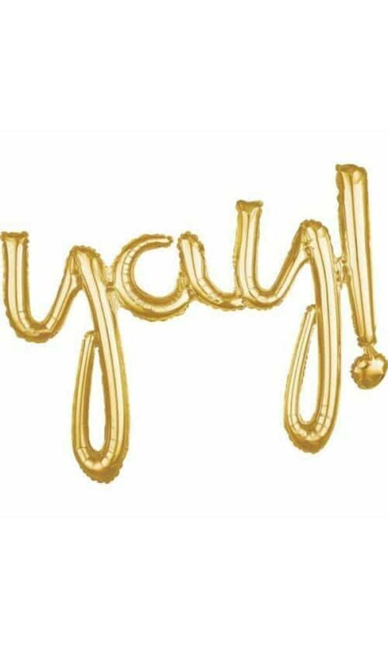 Gold Phrase ”Yay” Foil Balloon – 35″ x 25″