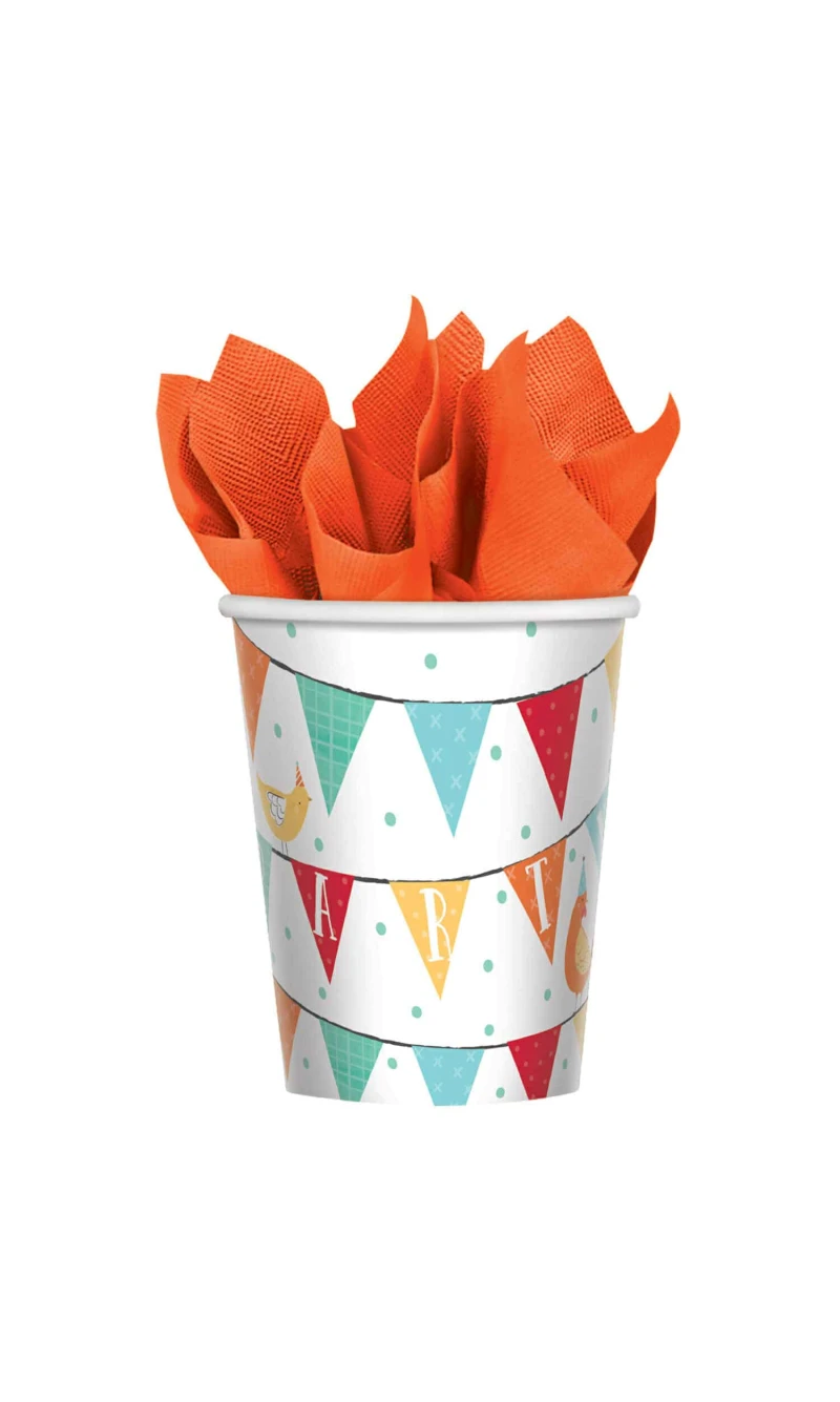 Barnyard Birthday Paper Cups 266ml - 8pk