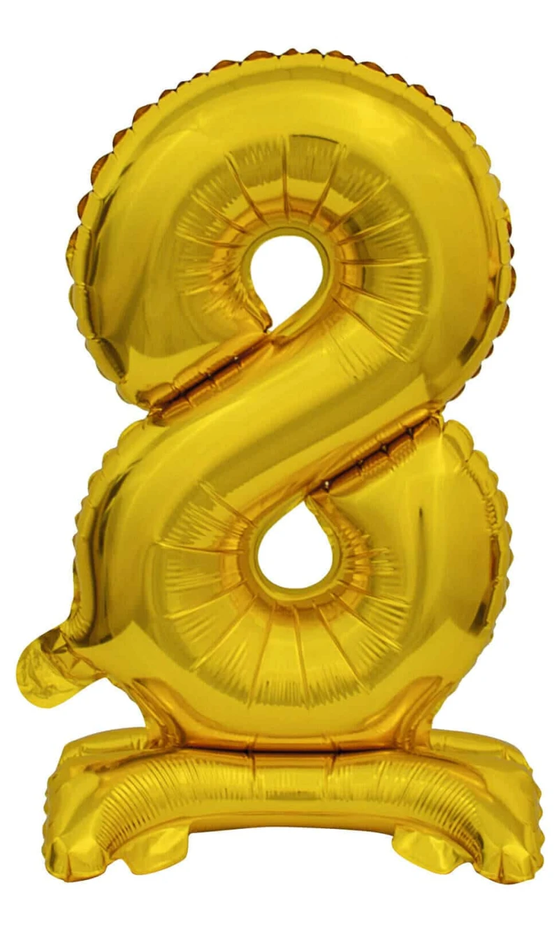 Mini Number 8 with Stand Gold Foil Balloon - 38cm