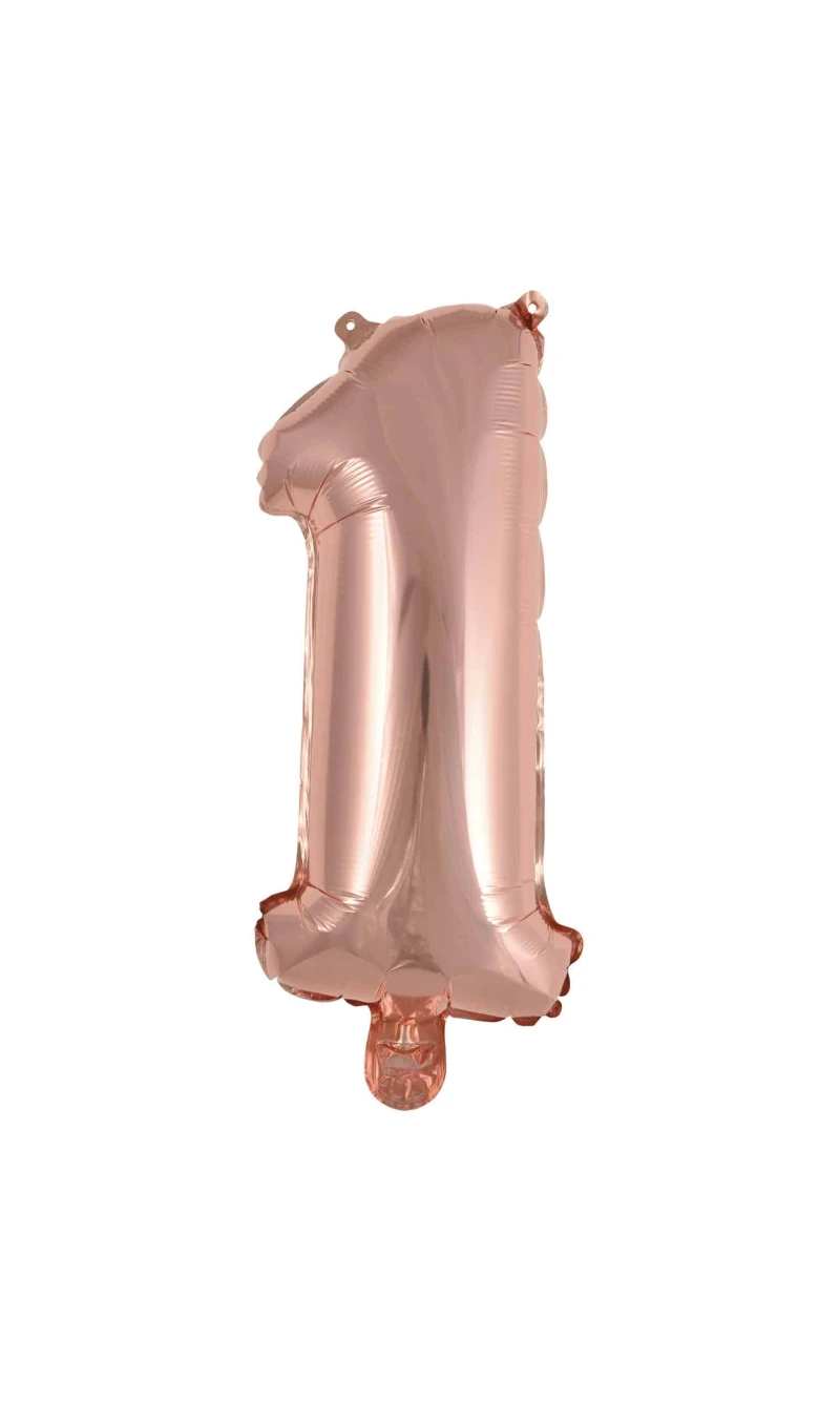 Mini Number 1 Rose Gold Foil Balloon - 35cm