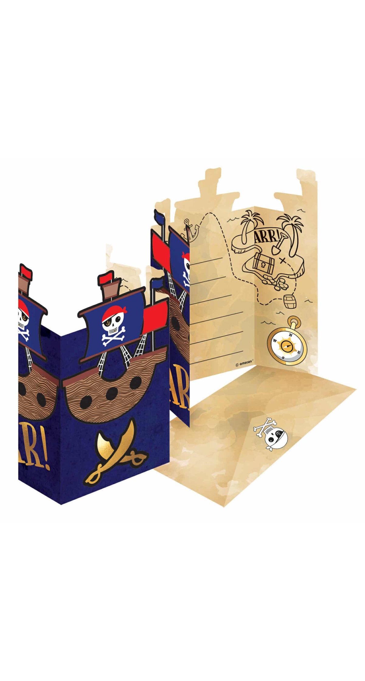 Pirates Map Invitations & Envelopes - 8pk