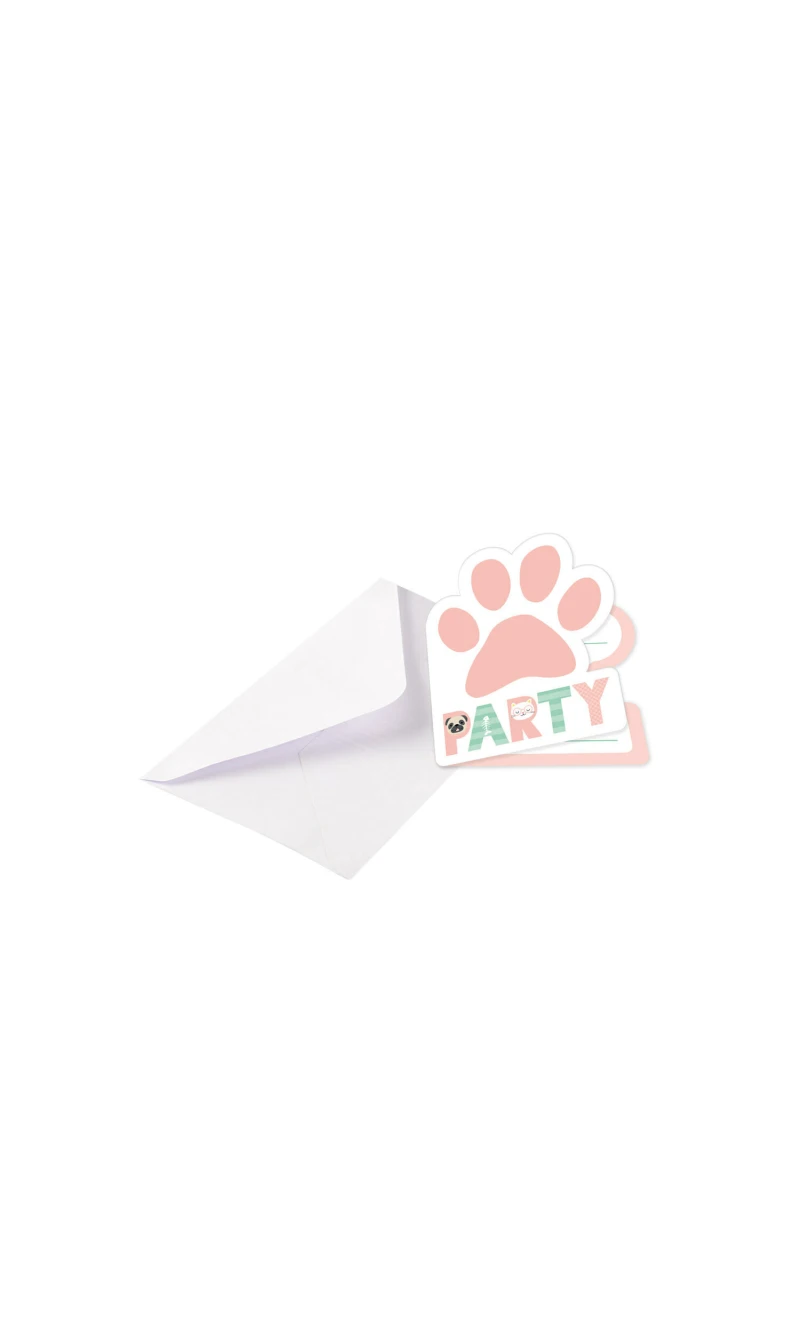 Hello Pets Invitations & Envelopes 8x14cm - 8pk