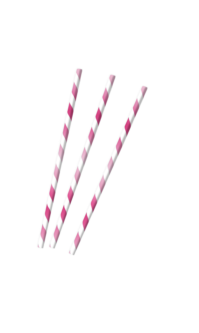 Hot Pink Paper Straws 19.7cm - 12pk