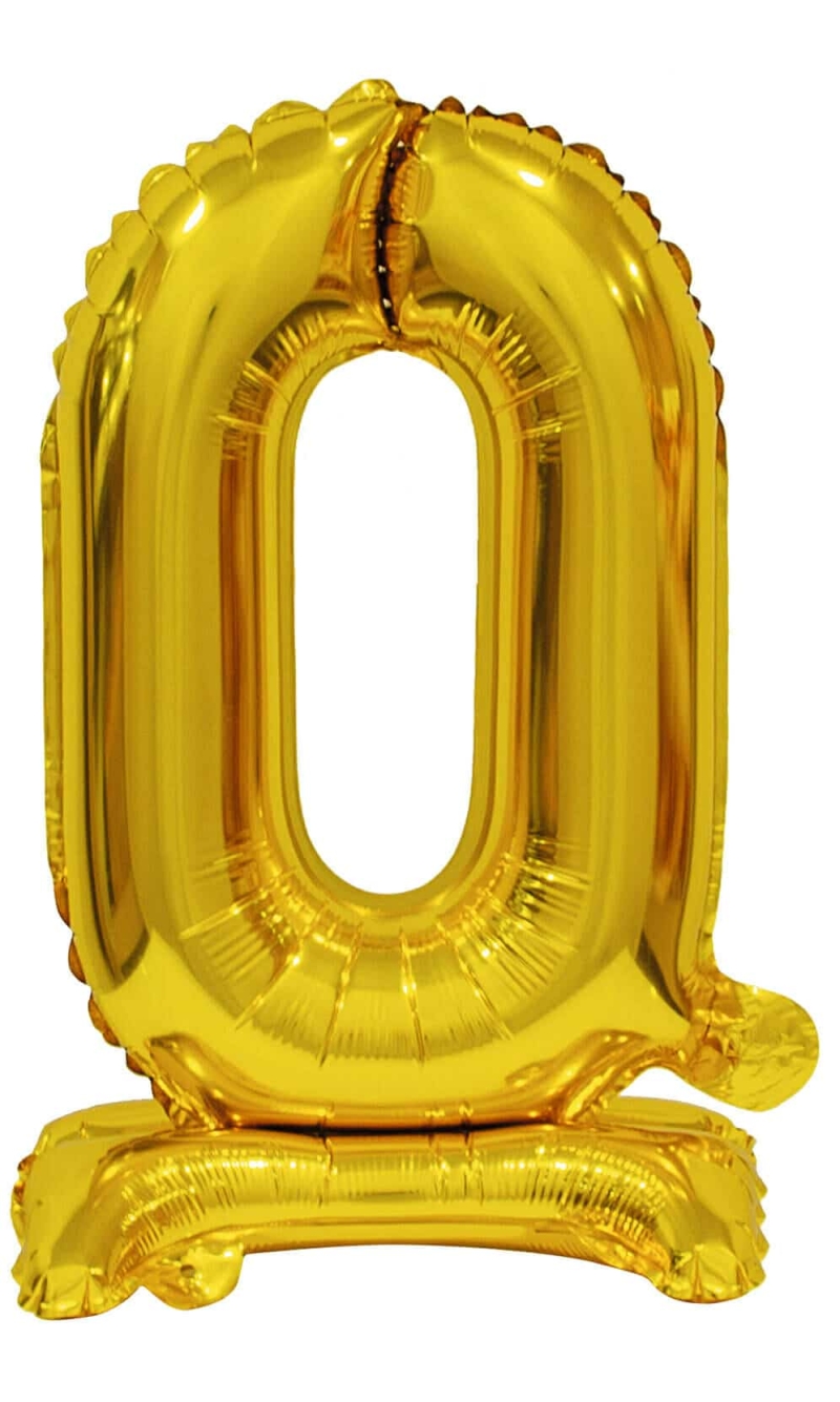 Mini Number 0 with Stand Gold Foil Balloon - 38cm