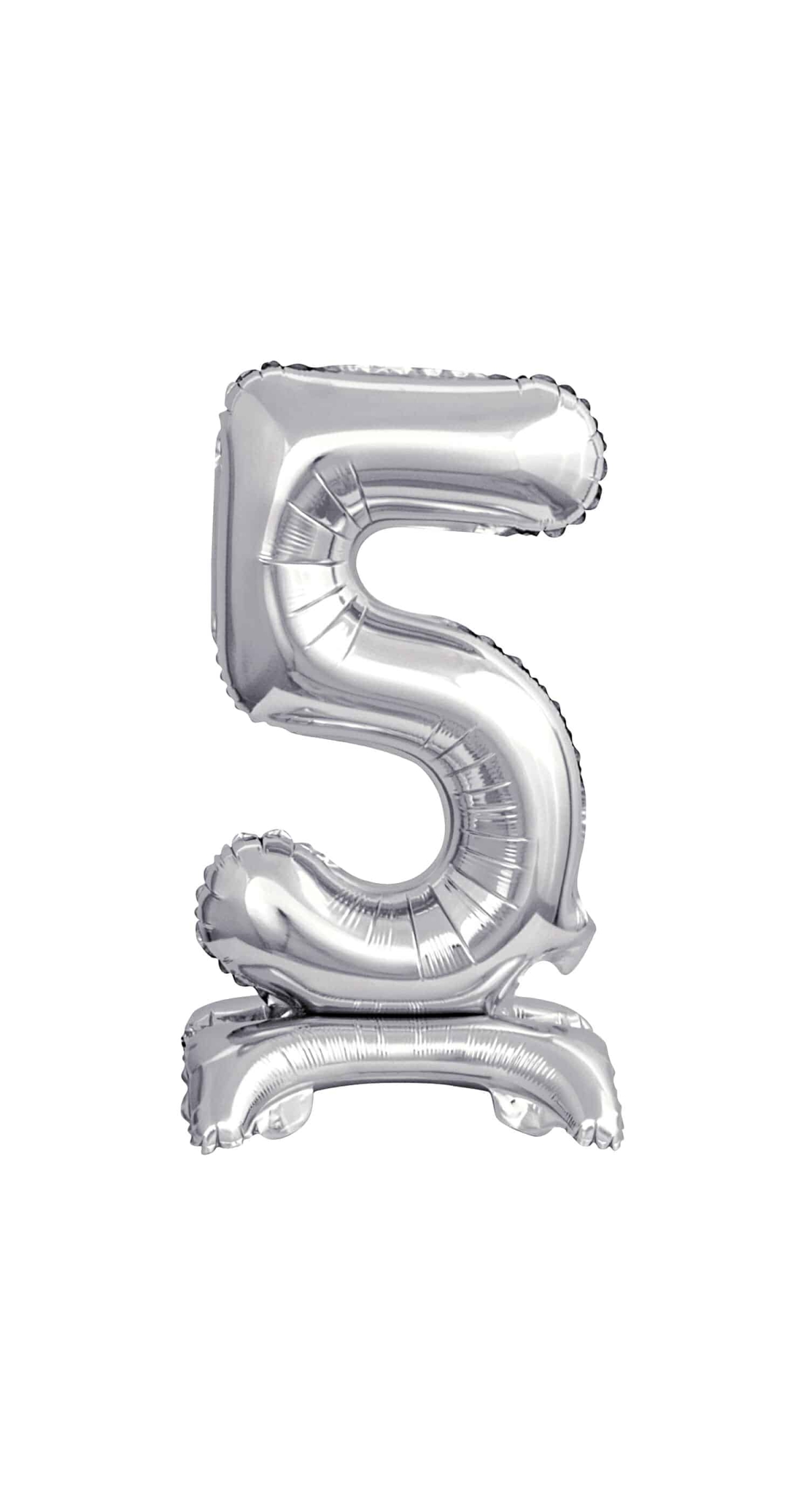 Mini Number 5 with Stand Silver Foil Balloon - 38cm