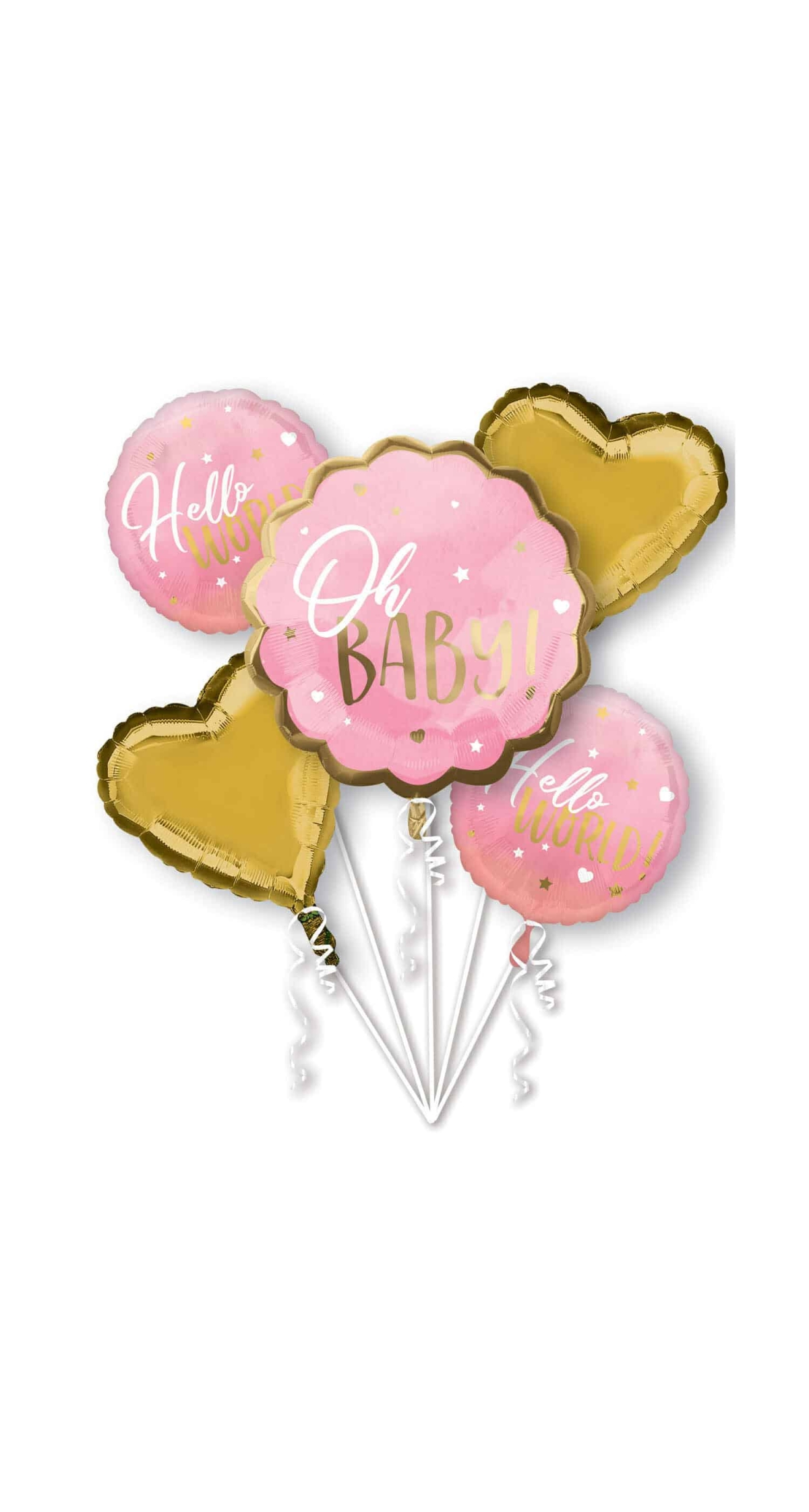 Oh Baby Girl Fol Balloon Bouquet - 5pk