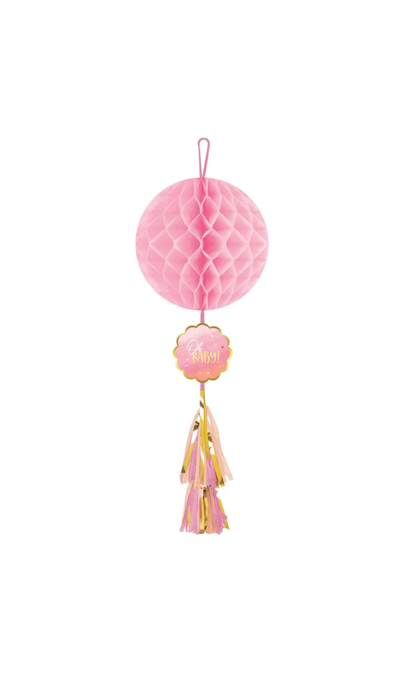 Oh Baby Girl Honeycomb Decoration with Tassel - 74.9cm