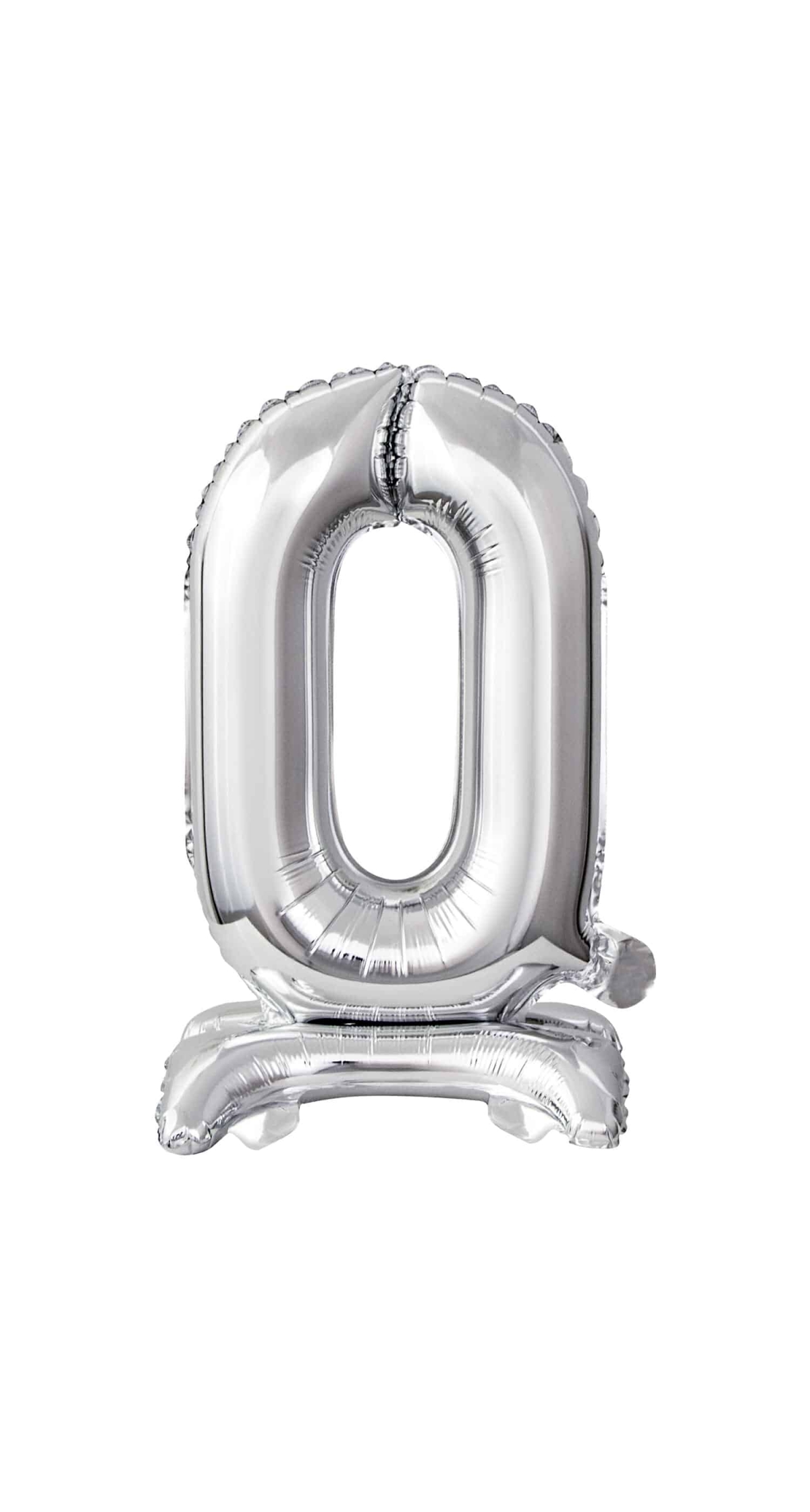 Mini Number 0 with Stand Silver Foil Balloon - 38cm