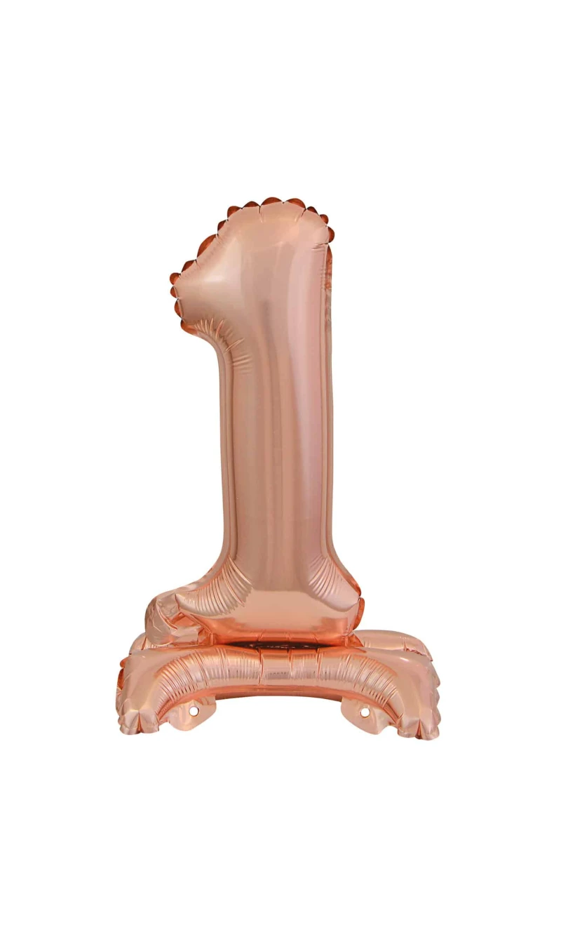 Mini Number 1 with Stand Rose Gold Foil Balloon - 38cm
