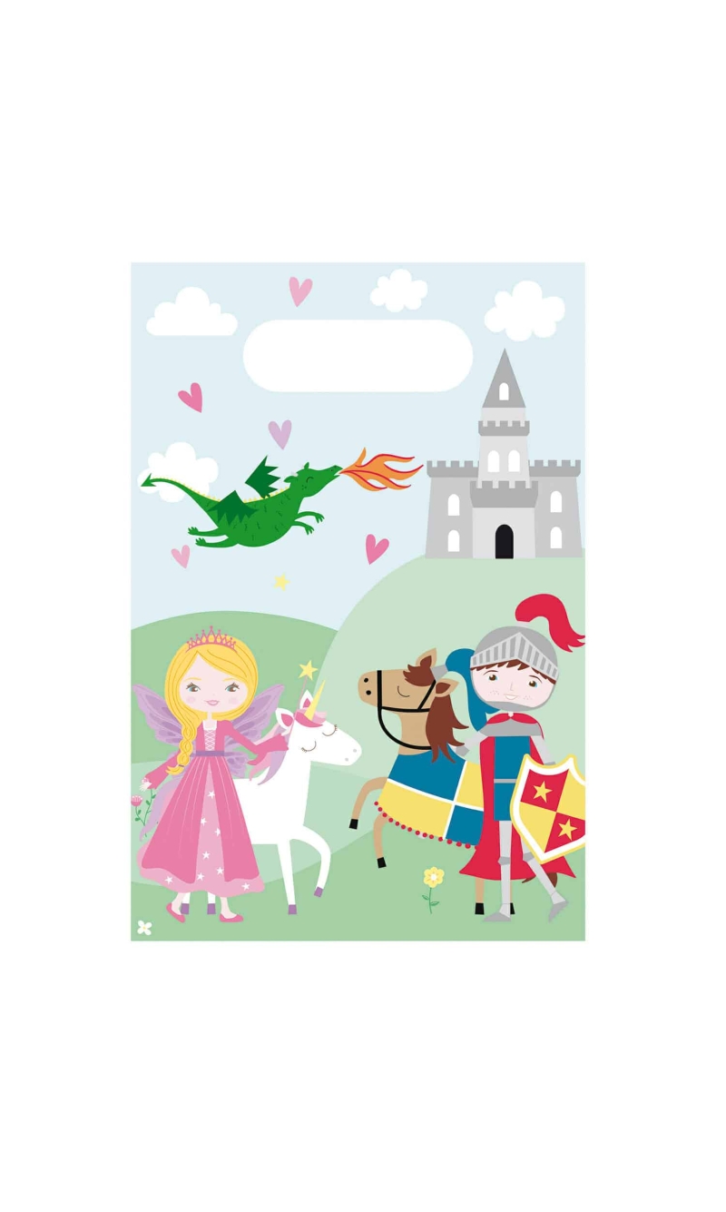 Princess & Knight Party Paper Bags - 8pk