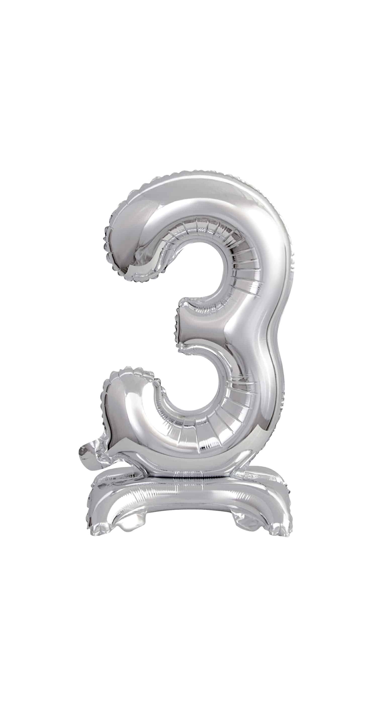 Mini Number 3 with Stand Silver Foil Balloon - 38cm