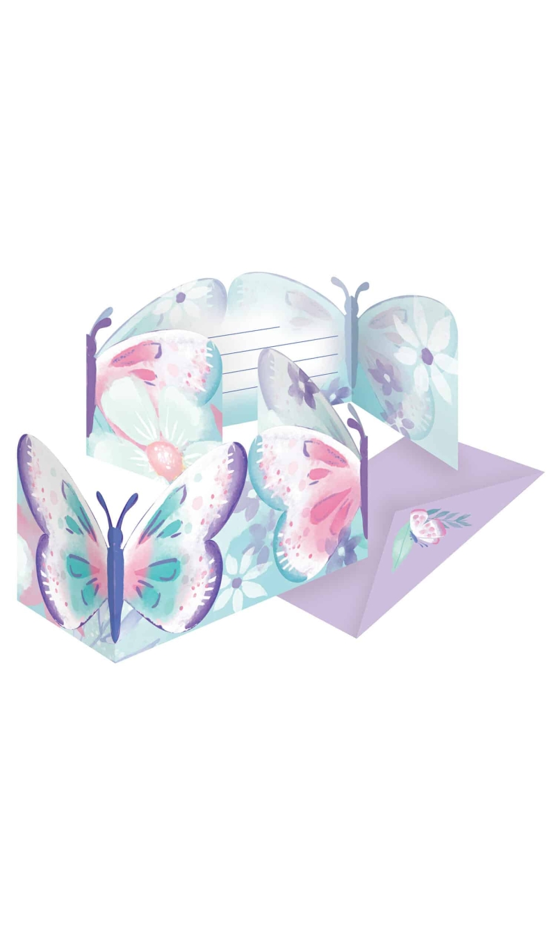 Flutter Paper Invitations & Envelopes - 8pk