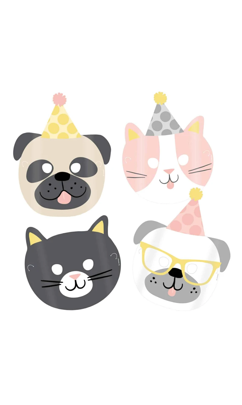 Hello Pets Party Masks 16.7 x 23.2cm - 8pk