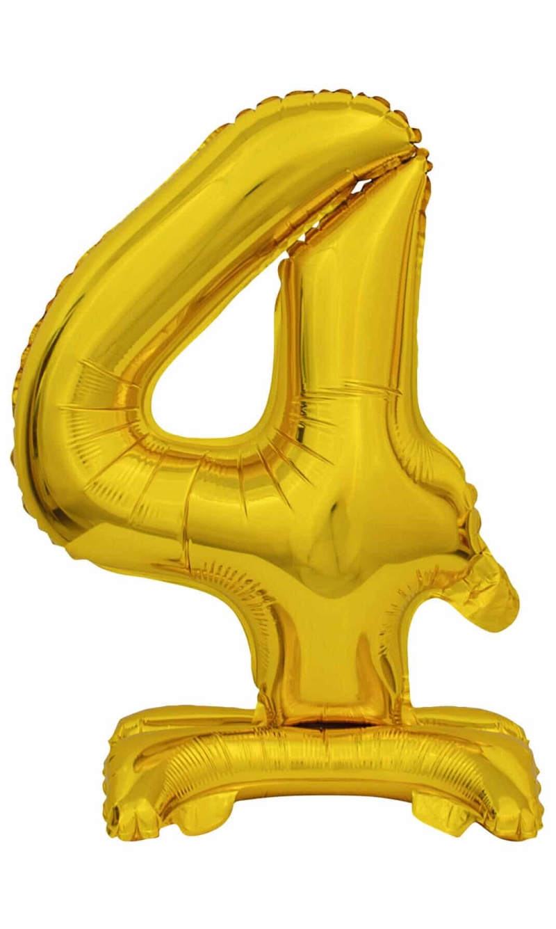 Mini Number 4 with Stand Gold Foil Balloon - 38cm