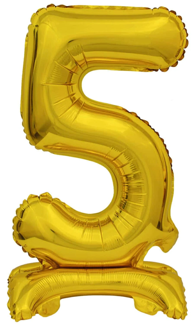 Mini Number 5 with Stand Gold Foil Balloon - 38cm