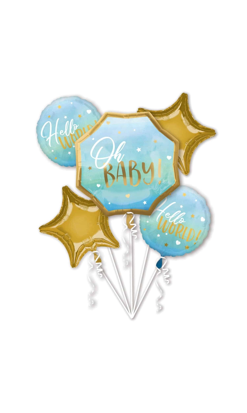 Oh Baby Boy Foil Balloon Bouquet - 5pk