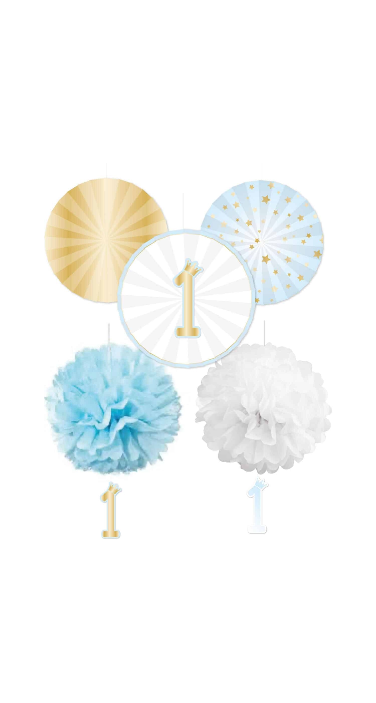 1st Birthday Blue Ombre Decoration Kit - 5pk