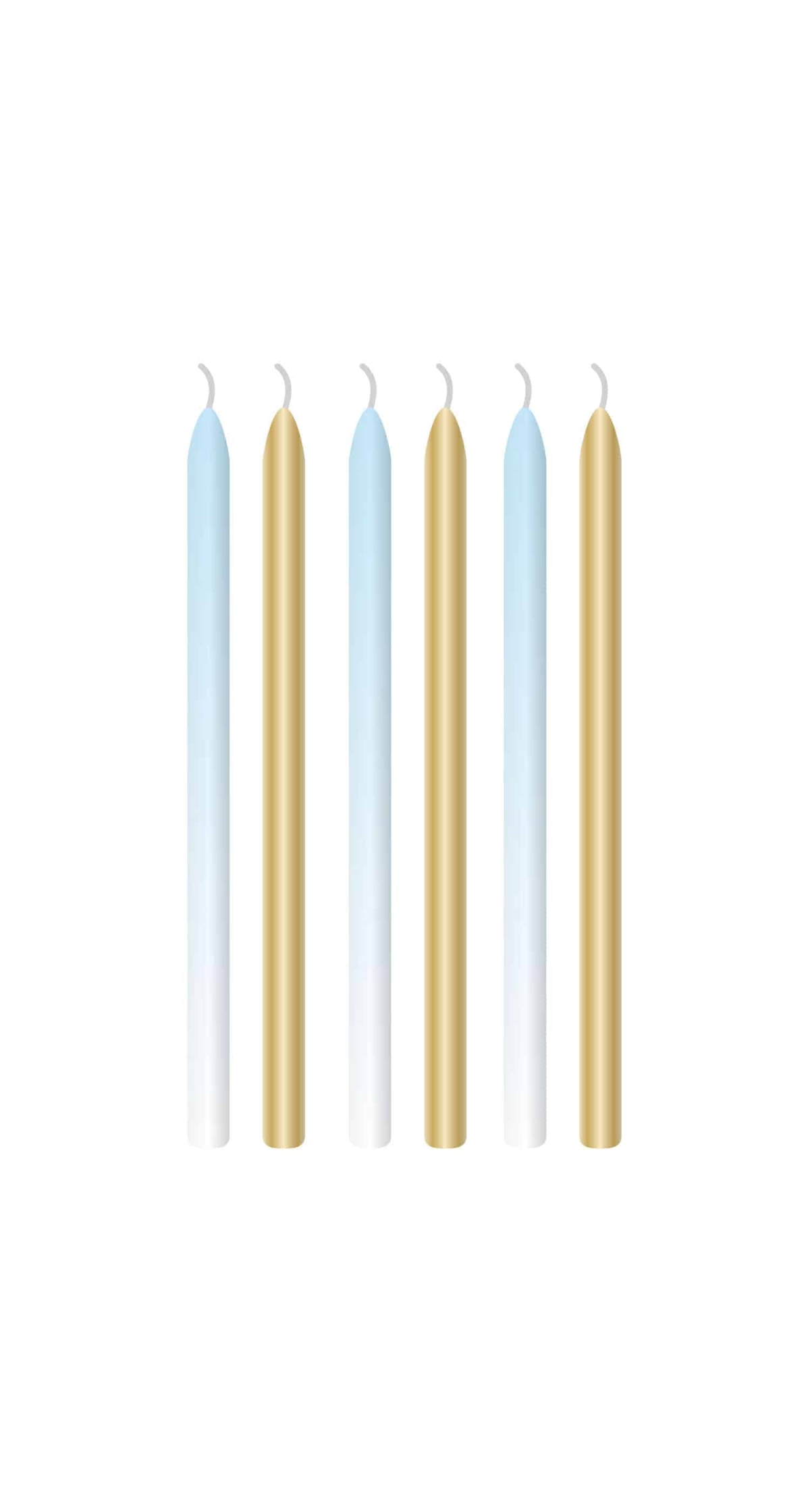 1st Birthday Blue Ombre Candles 12cm - 6pk