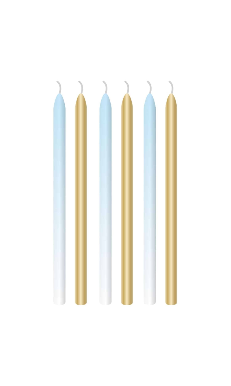 1st Birthday Blue Ombre Candles 12cm - 6pk