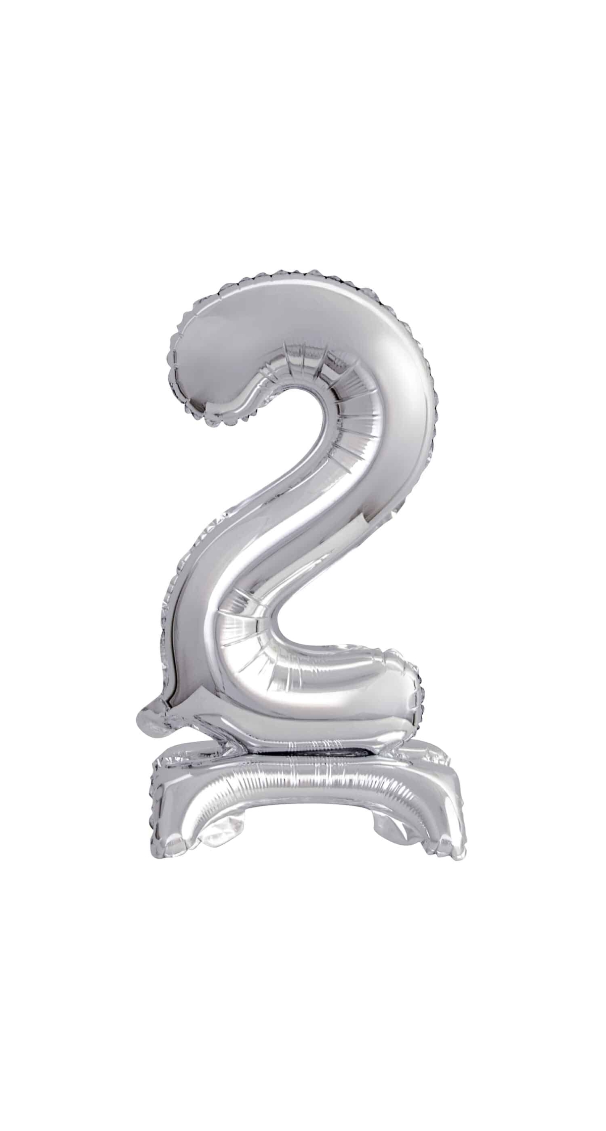 Mini Number 2 with Stand Silver Foil Balloon - 38cm