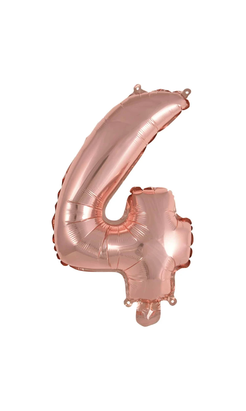 Mini Number 4 Rose Gold Foil Balloon - 35cm