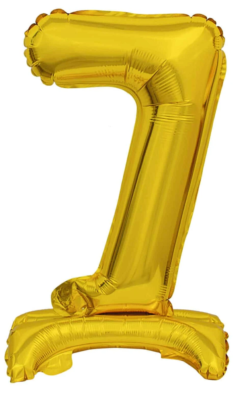 Mini Number 7 with Stand Gold Foil Balloon - 38cm