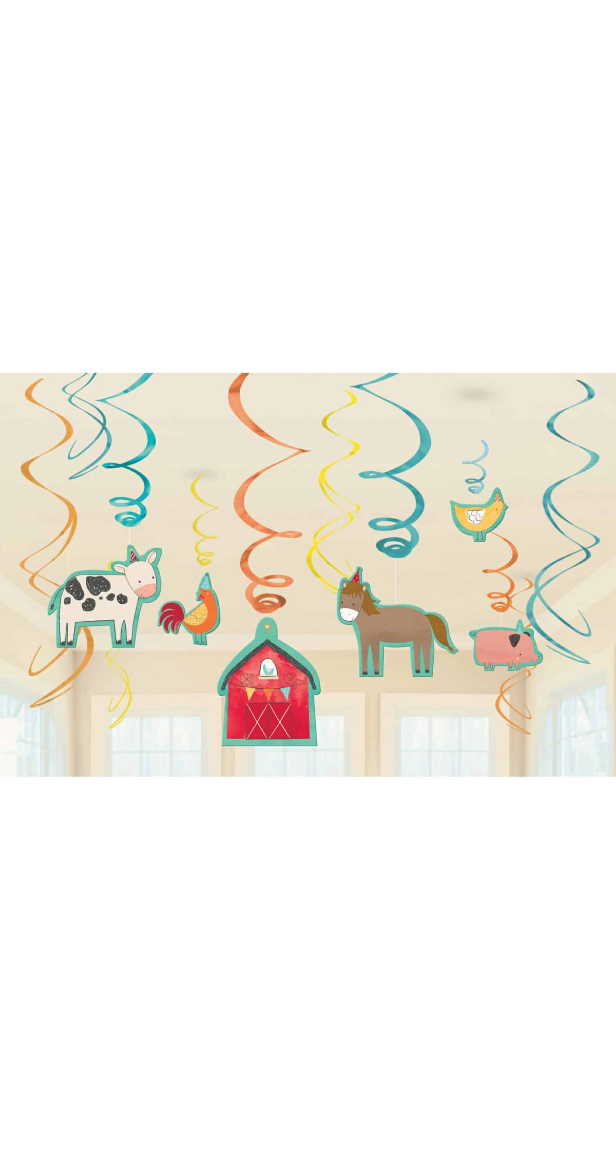 Barnyard Birthday Swirl Decorations 61cm - 12pk