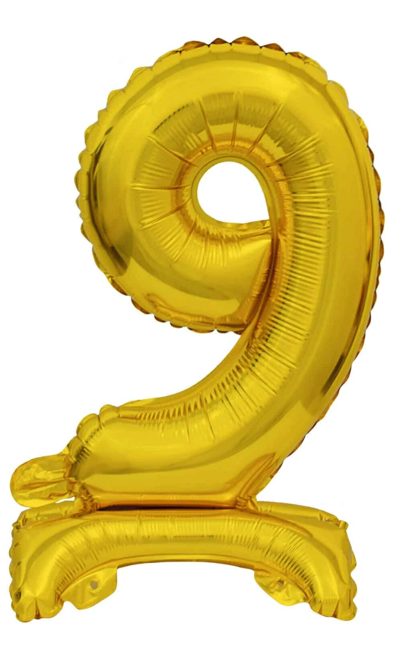 Mini Number 9 with Stand Gold Foil Balloon - 38cm