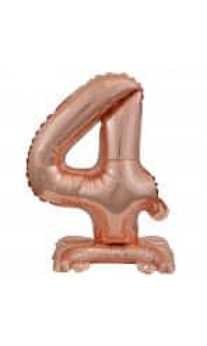 Mini Number 4 with Stand Rose Gold Foil Balloon - 38cm