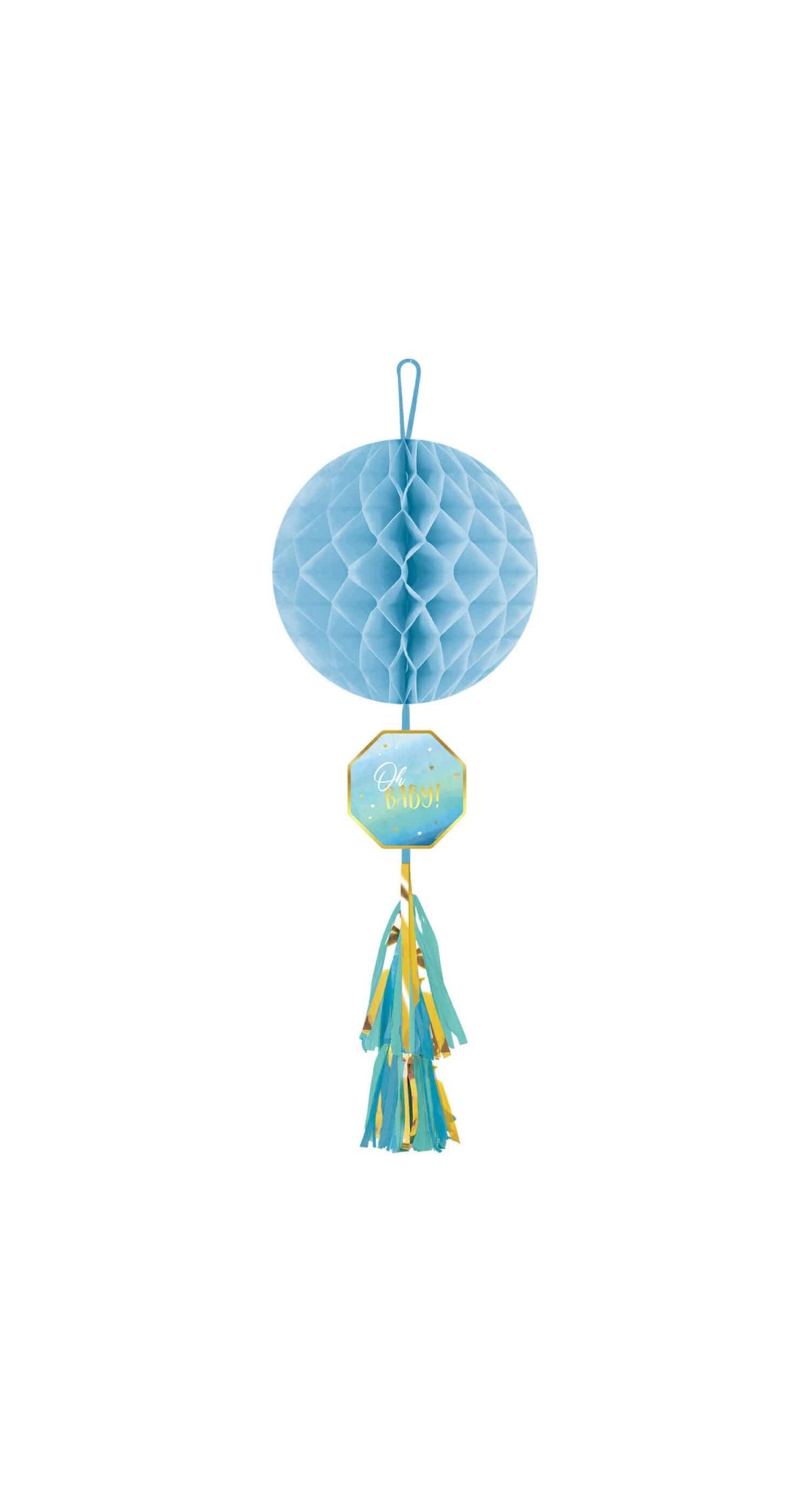Oh Baby Boy Honeycomb Decoration with Tassel - 74.9cm