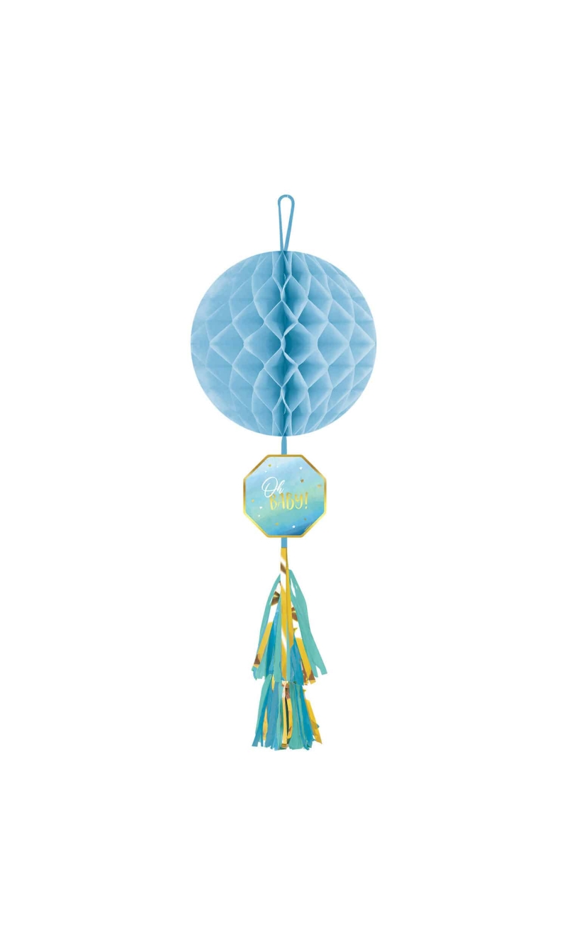 Oh Baby Boy Honeycomb Decoration with Tassel - 74.9cm