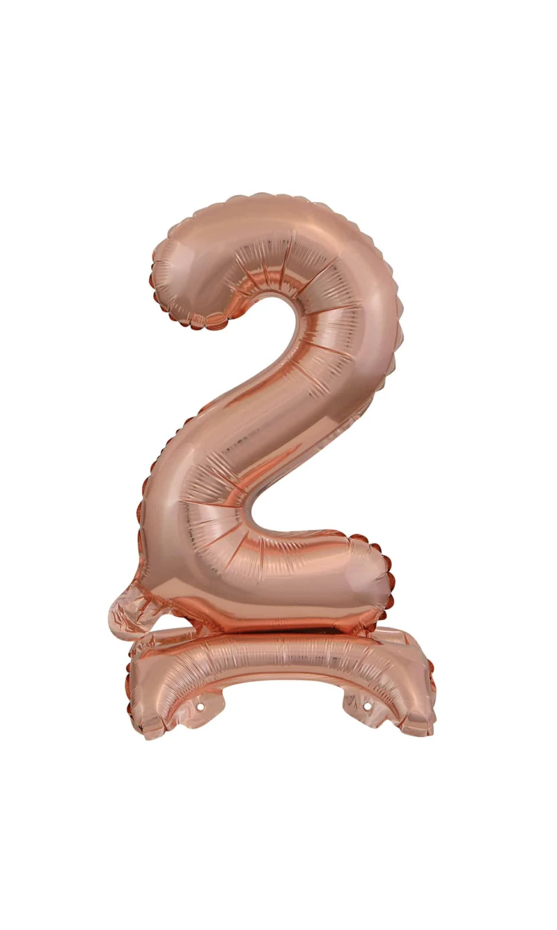 Mini Number 2 with Stand Rose Gold Foil Balloon - 38cm