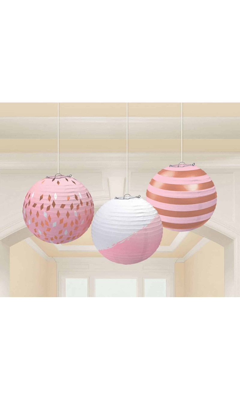 Rose Gold Blush Lanterns 24.1cm - 3pk