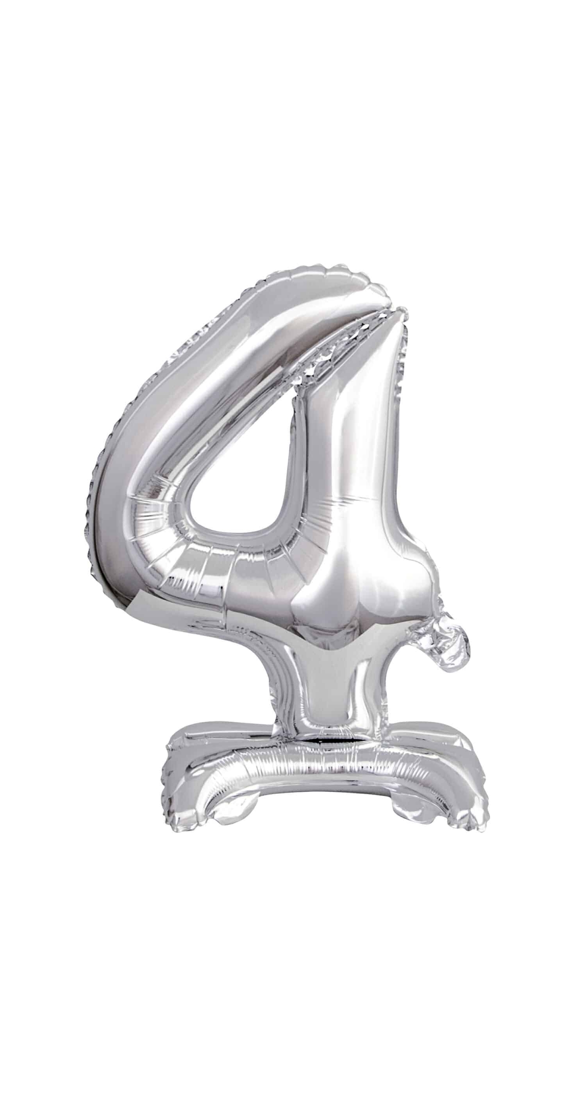 Mini Number 4 with Stand Silver Foil Balloon - 38cm