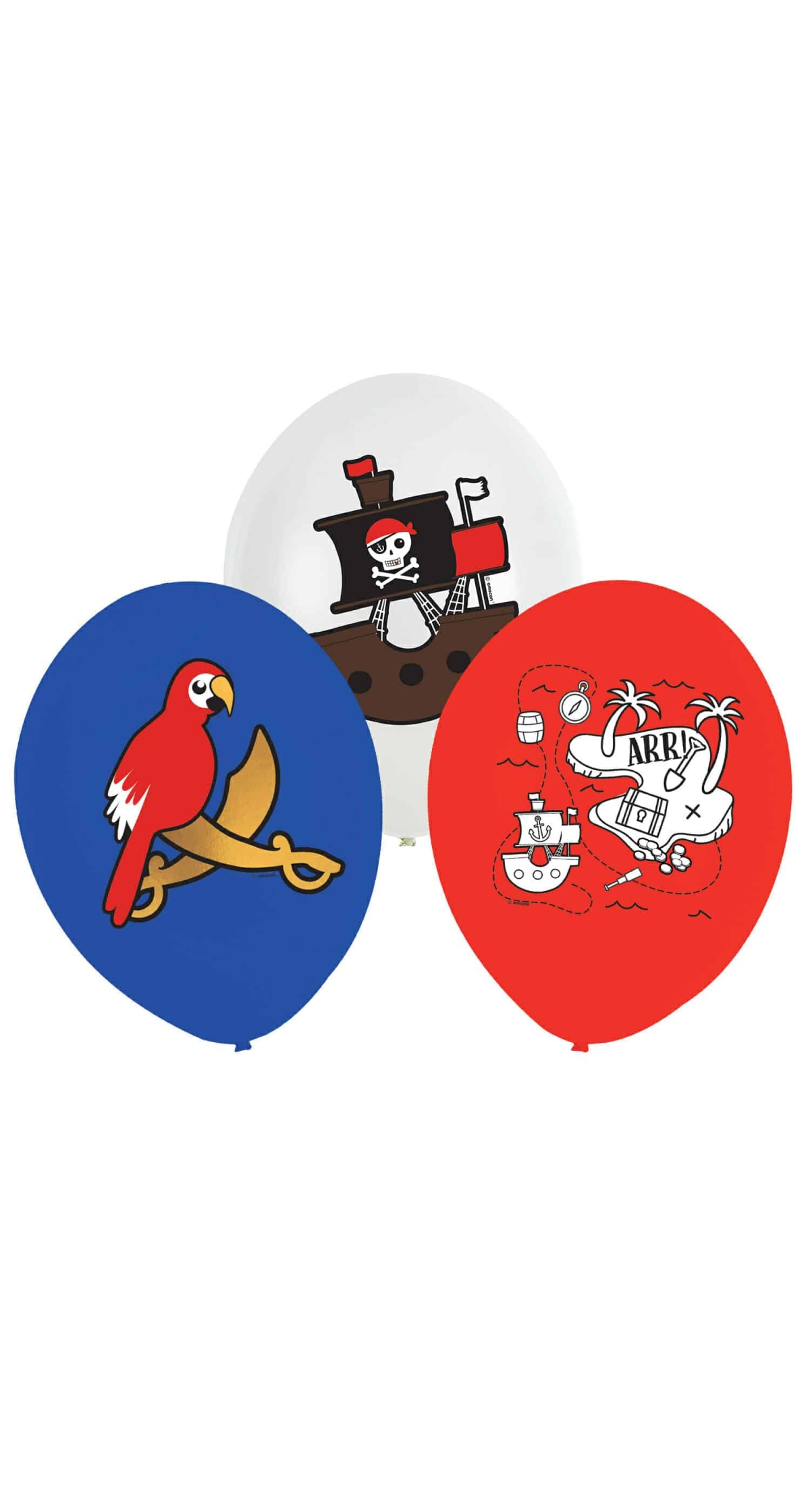 Pirates Map Latex Balloons  27cm/11" - 6pk